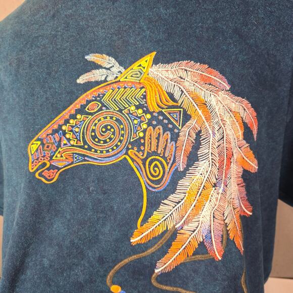 Gildan T-Shirt Men's Blue XL Cotton Crew Neck Graphic Horse Design - Picture 3 of 12
